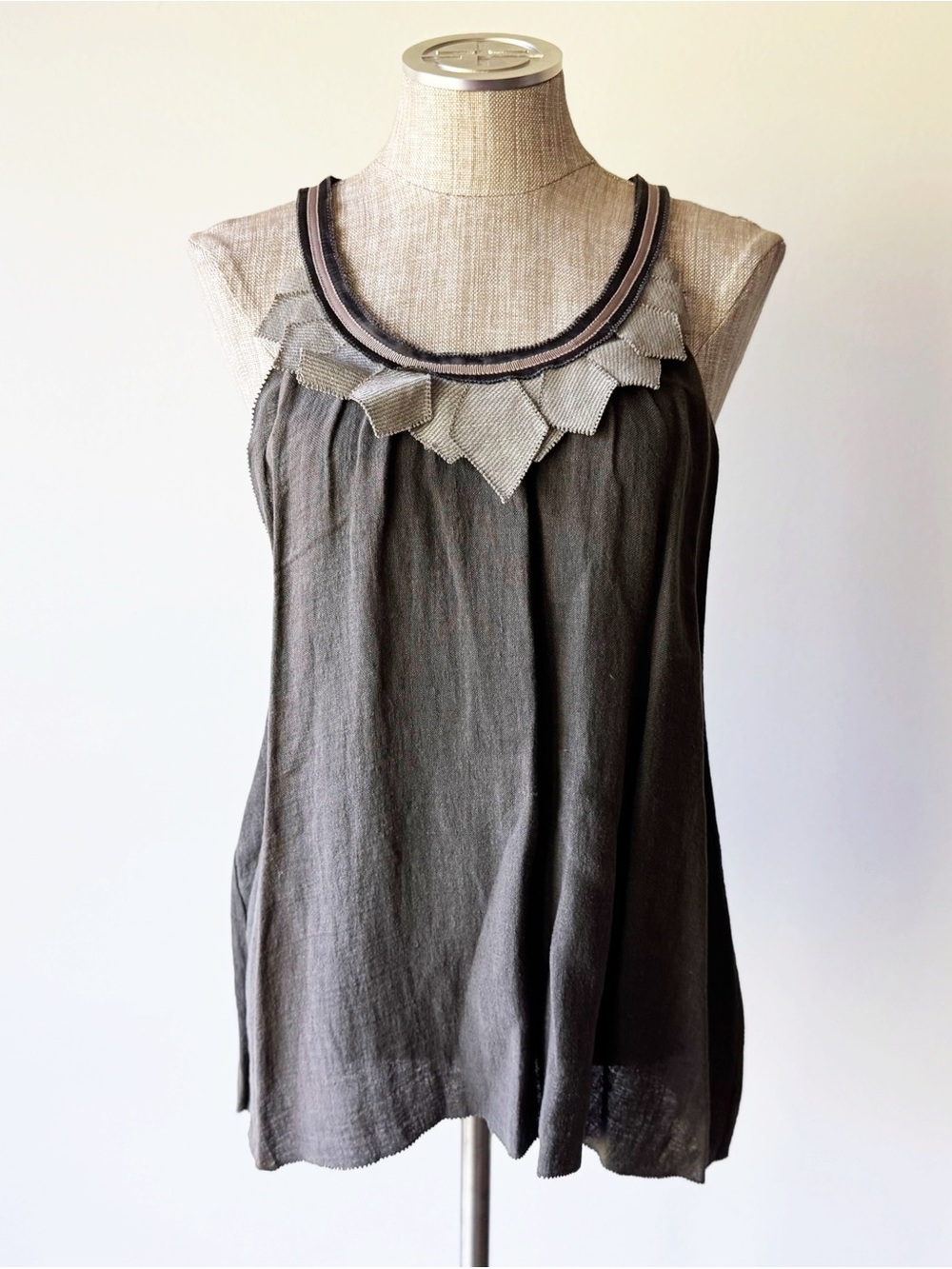 Proenza Schouler Warm Grey Top with Neckline Detail